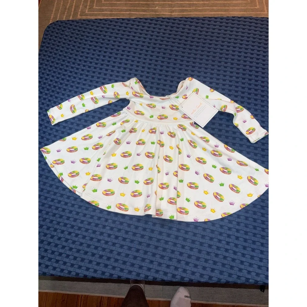 NWT Toddler 2T Nola Tawk Mardi Gras Dress Little Girls King Cake New Orleans